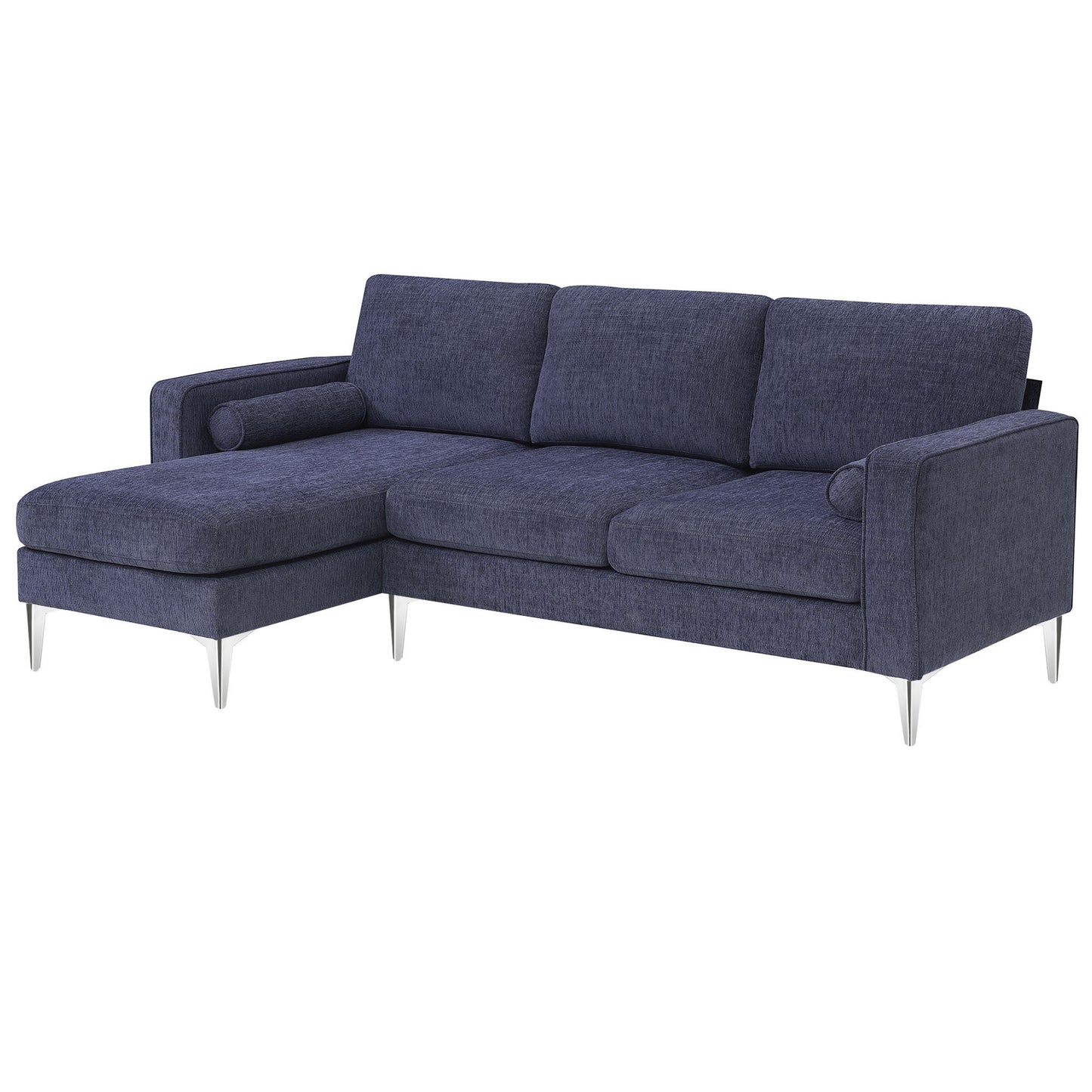 86 Modern Chenille Fabric Convertible Sectional Sofa with Reversible Chaise and 3-Seat Design