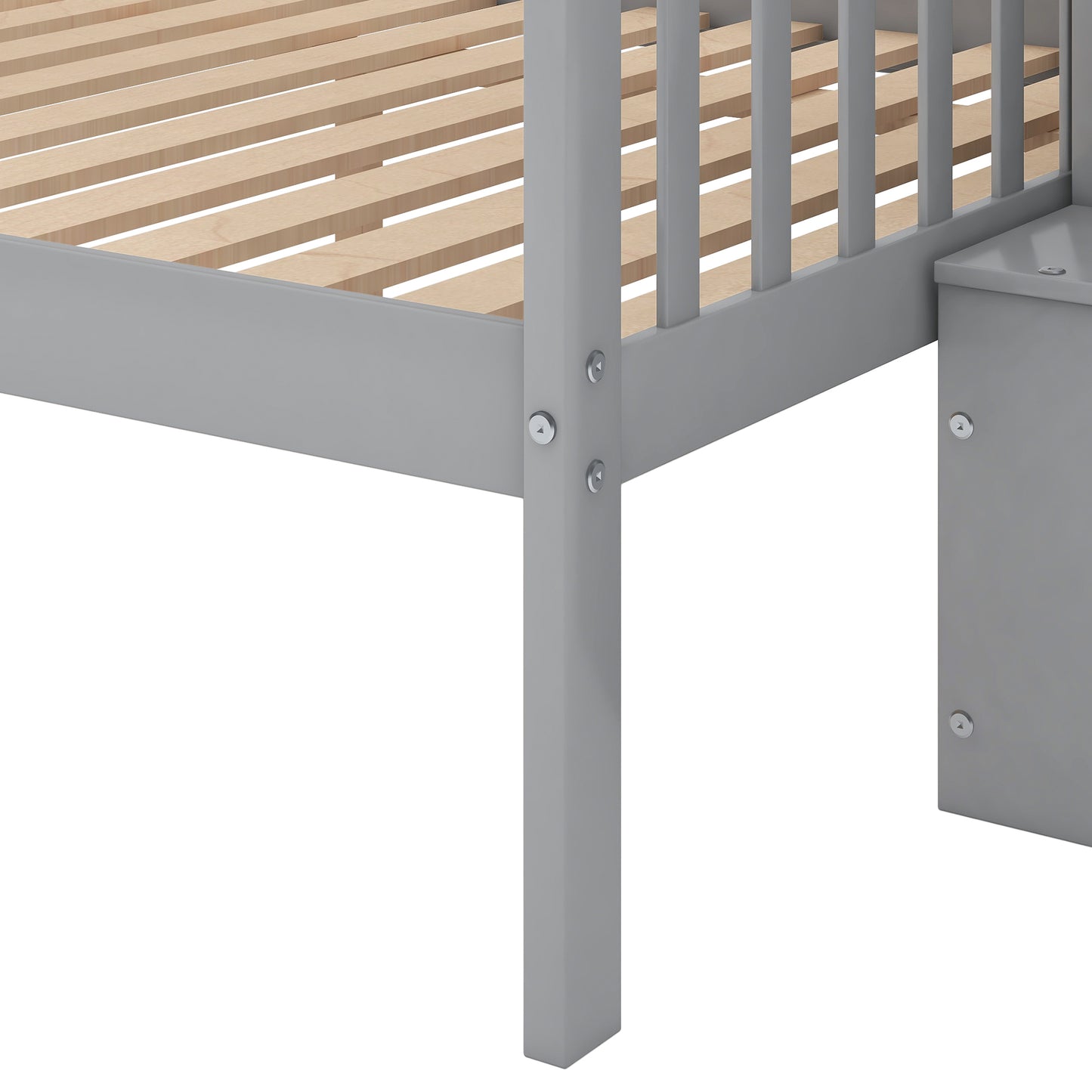 Gray Twin Over Full Storage Bunk Bed with Stairway