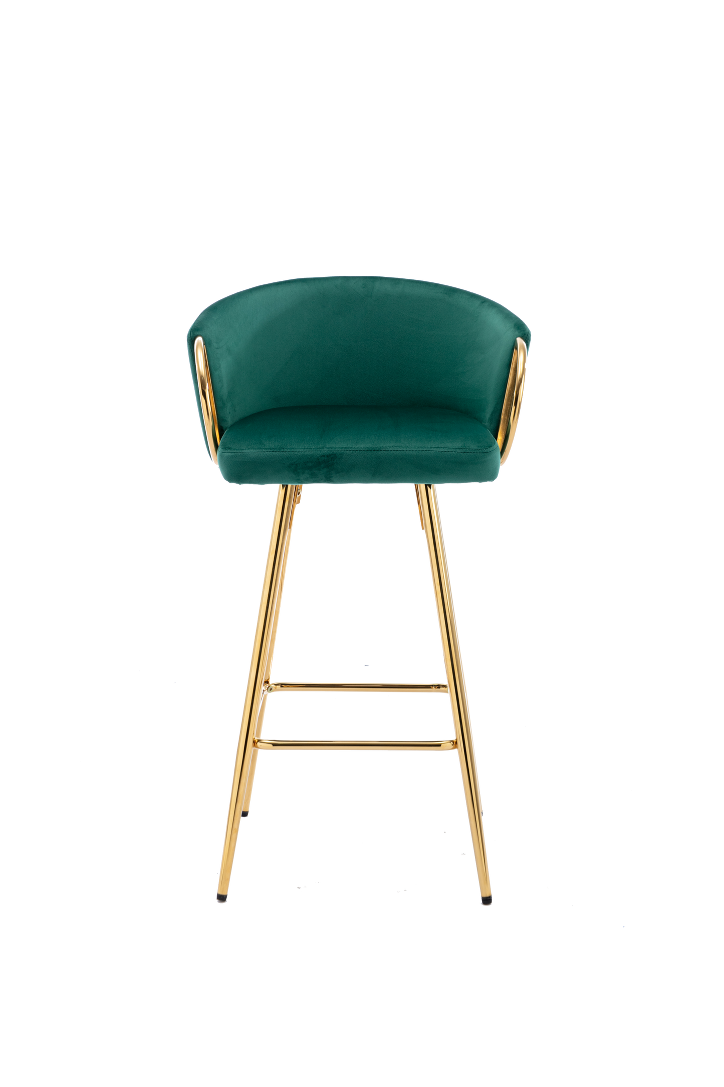 30 Inch Set of 2 Bar Stools,with Chrome Footrest and Base Velvet + Golden Leg Simple Bar Stool,GREEN