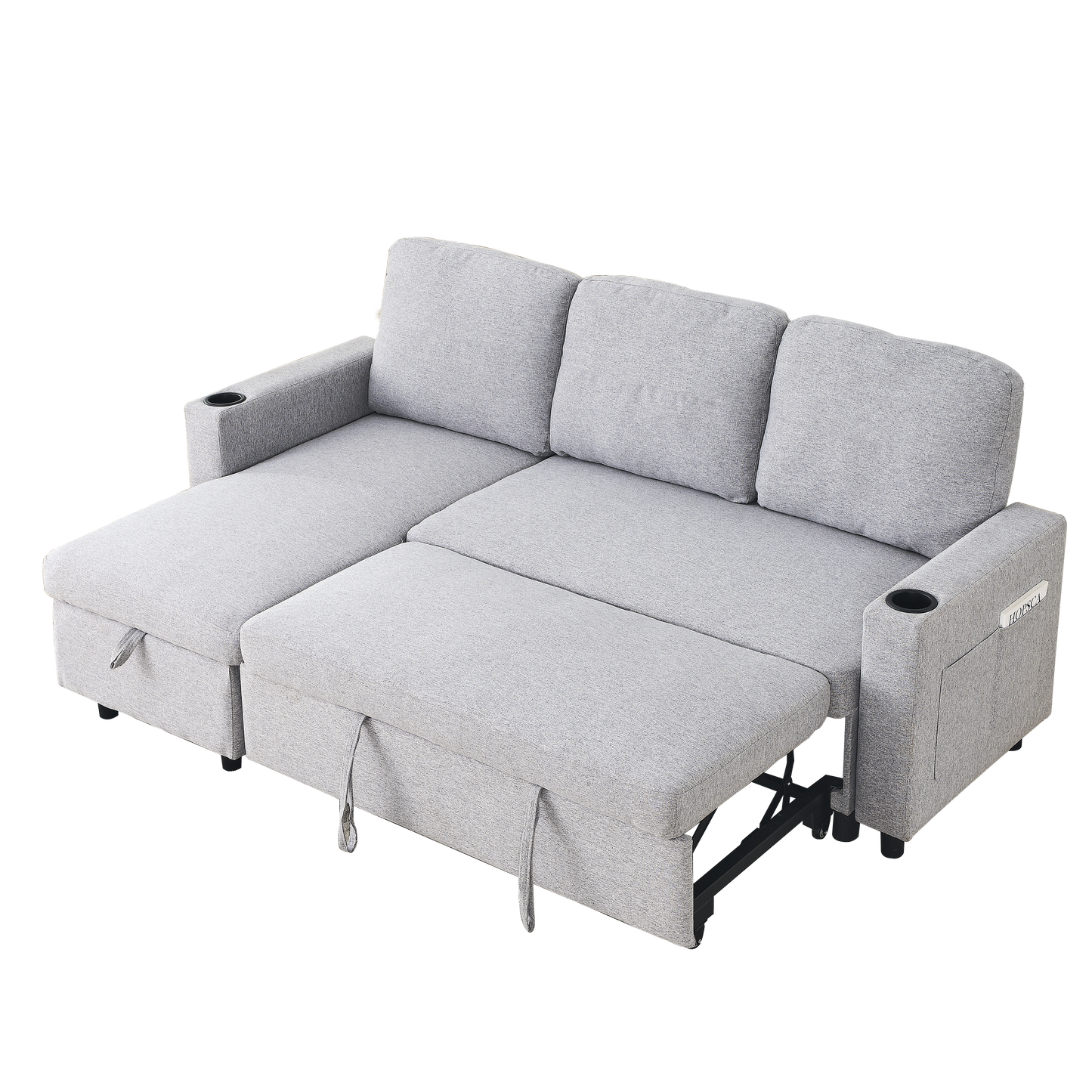 FX78.7"Comfortable Linen L-Shaped Combo Sofa Sofa Bed, Living Room Furniture Sets for Tight Spaces, Reversible Sleeper Combo Sofa with Pullout Bed,Reversible Sofa Bed for Living Room, Office, Apartmen