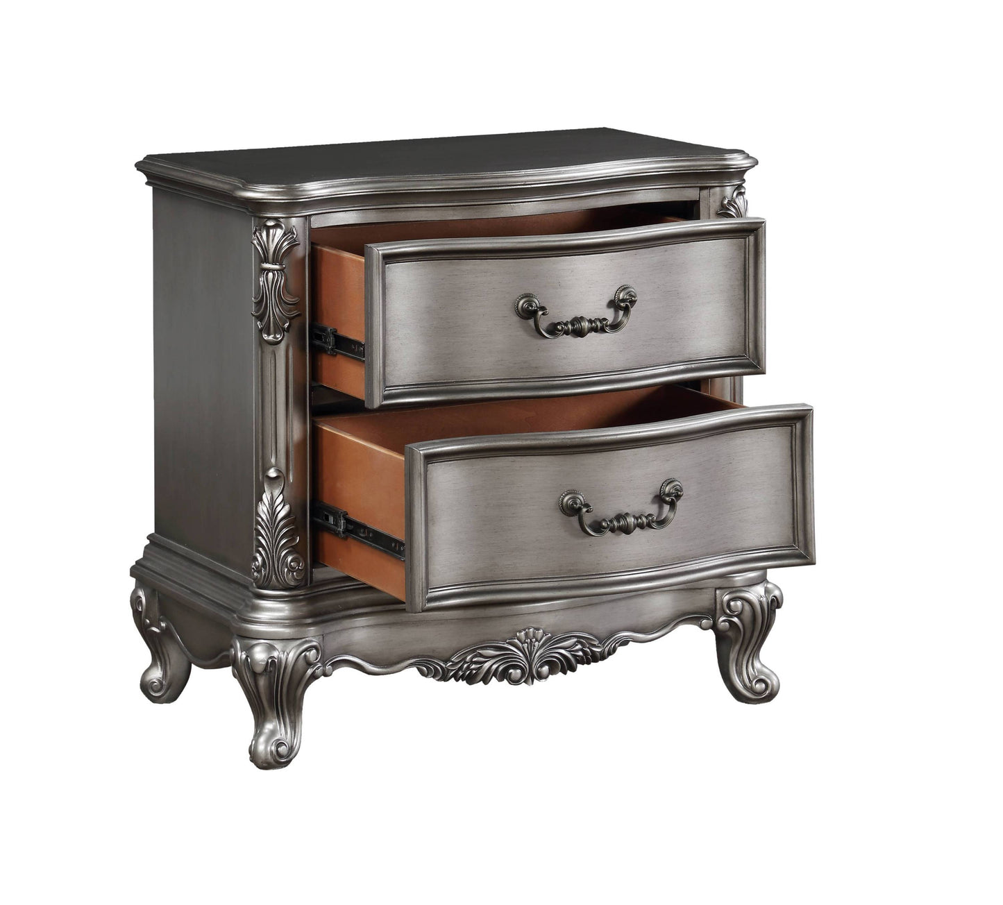 Ausonia Nightstand, Antique Platinum Finish BD00604