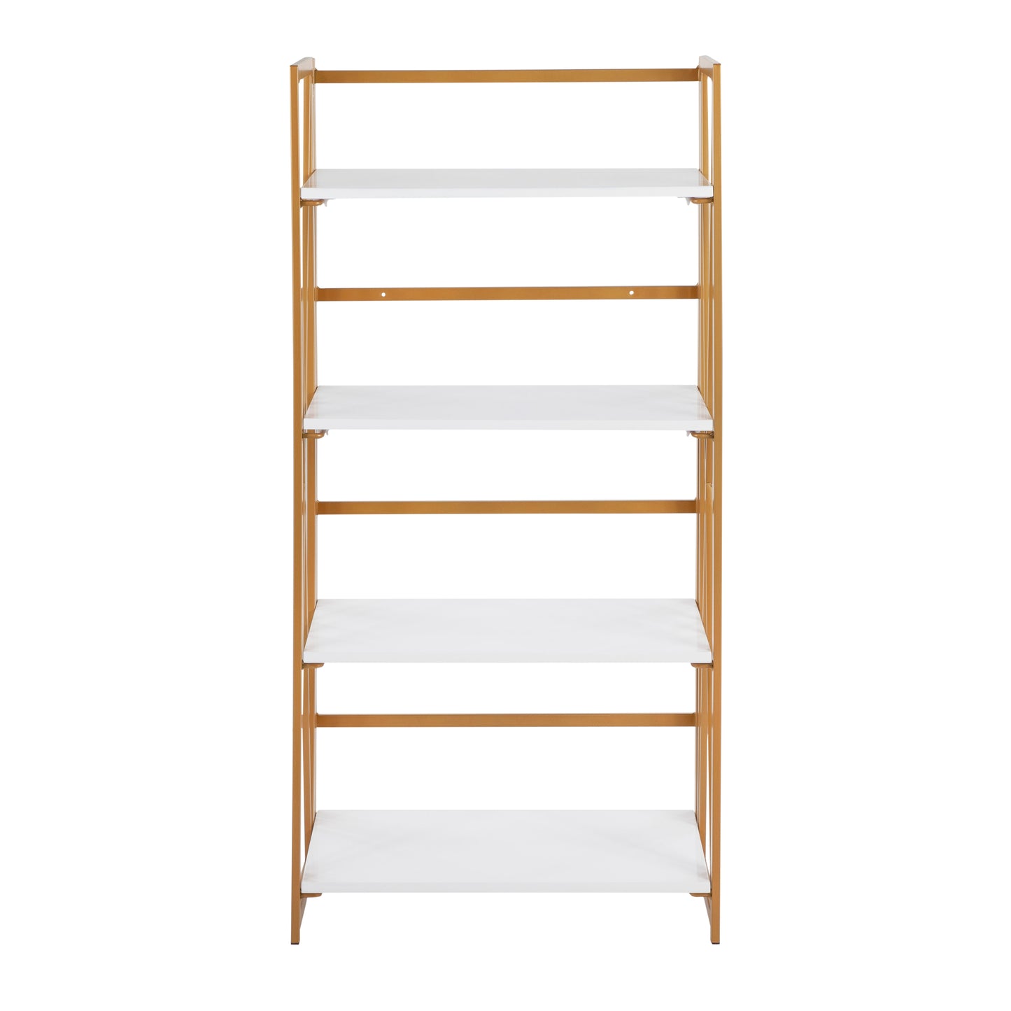 Folia Contemporary Bookcase in Gold Metal and White Wood by LumiSource