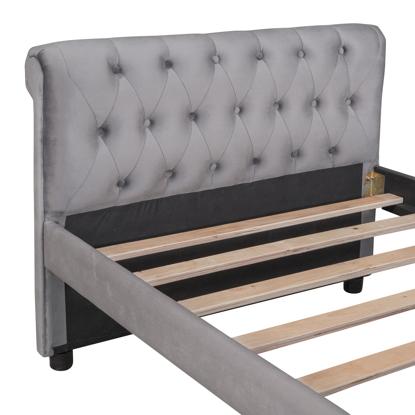 Twin Size Upholstered daybed with Drawers, Wood Slat Support, Gray