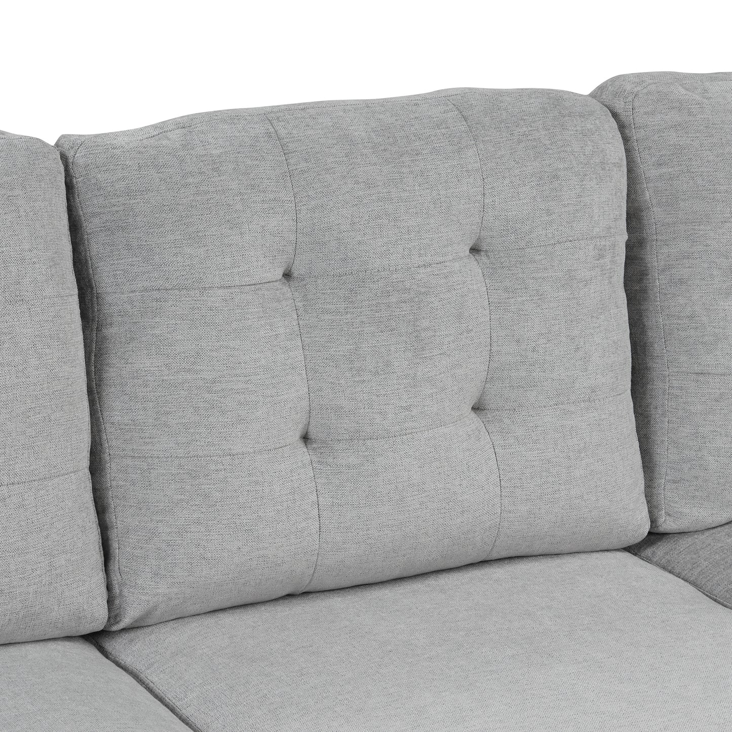 Luxe Gray U-Shaped Sectional Sofa with Tufted Backrest and Plush Comfort