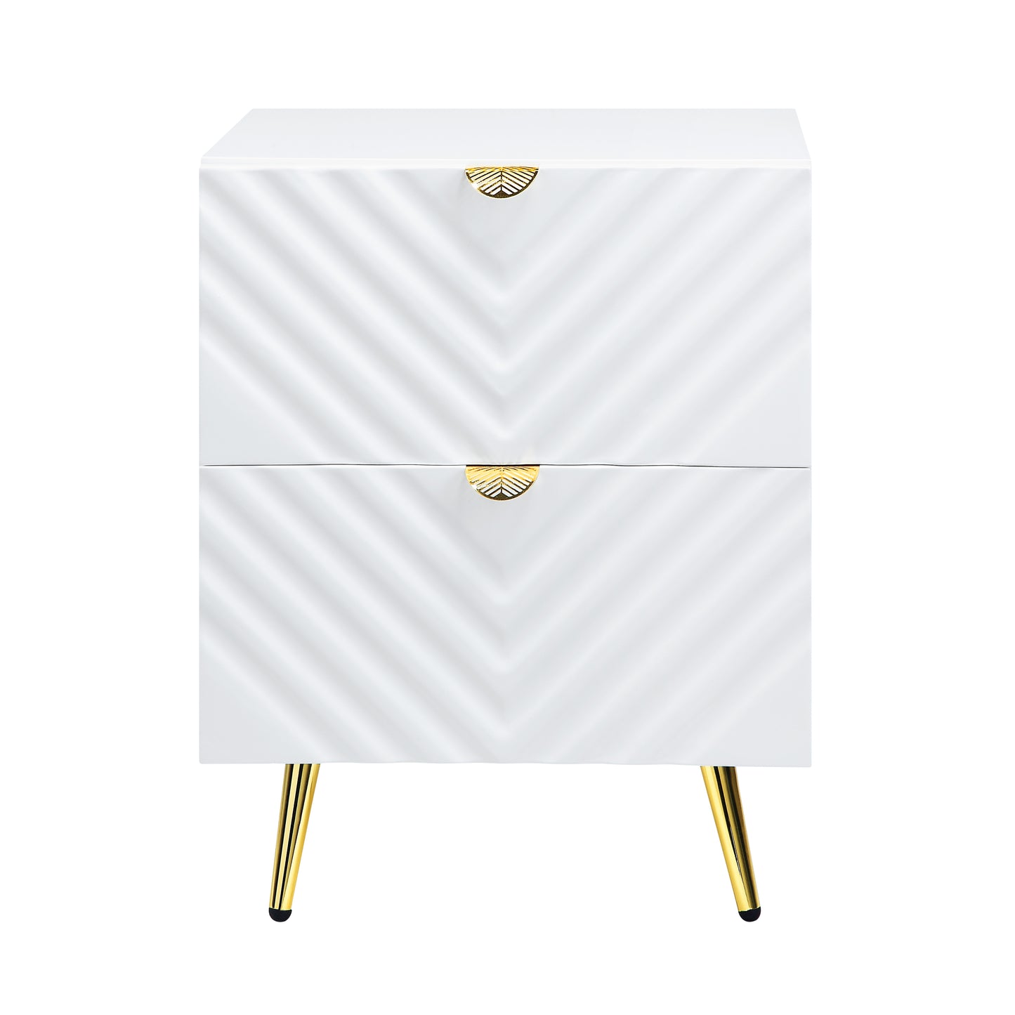 Gaines Nightstand, White High Gloss Finish BD01035