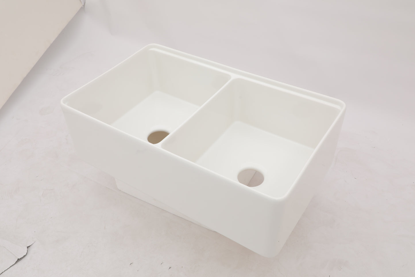 White Ceramic Double Bowl Farmhouse Kitchen Sink Workstation - 33 Deep White Farm Sink