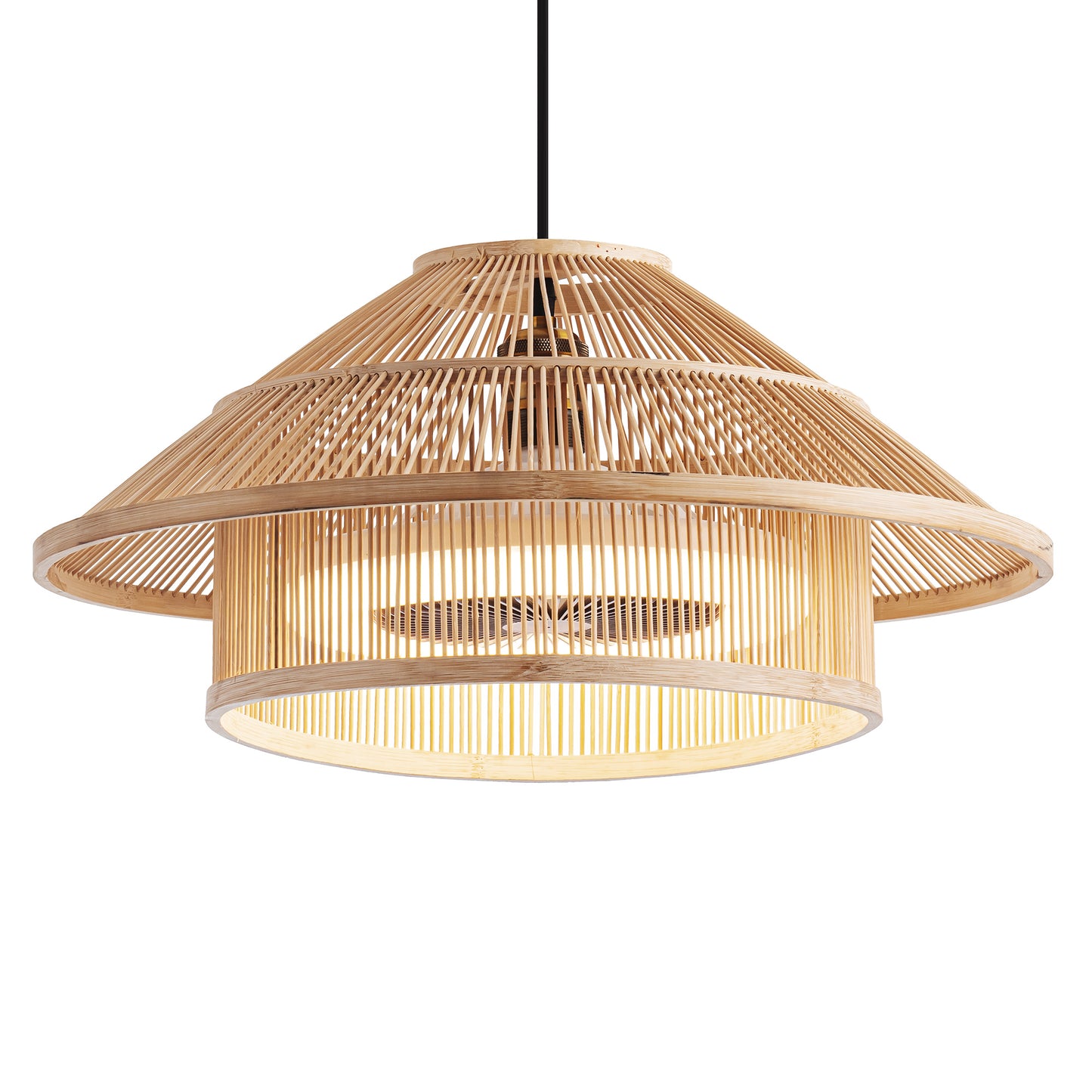 Bamboo Ceiling Fan Lights with Stepless Dimming