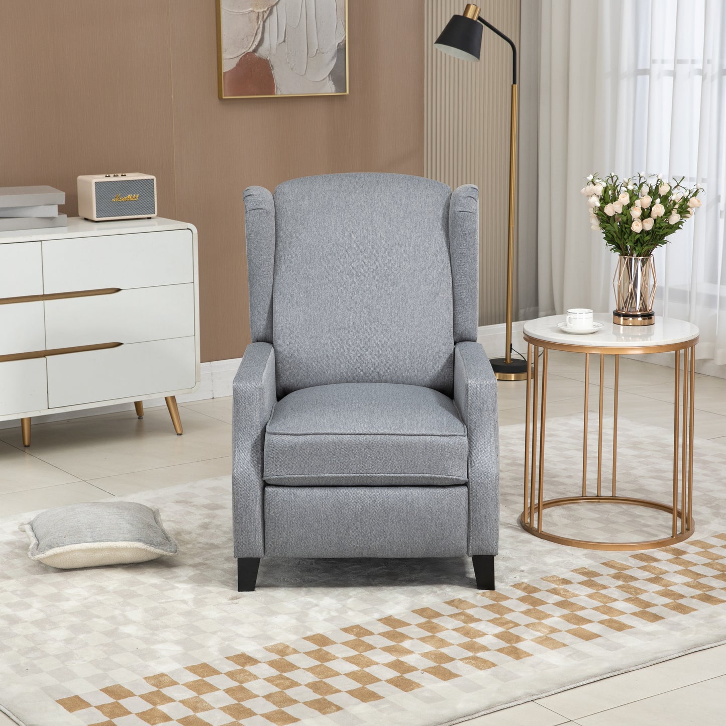 Modern Gray Linen Recliner Chair: COOLMORE Leisure Chair