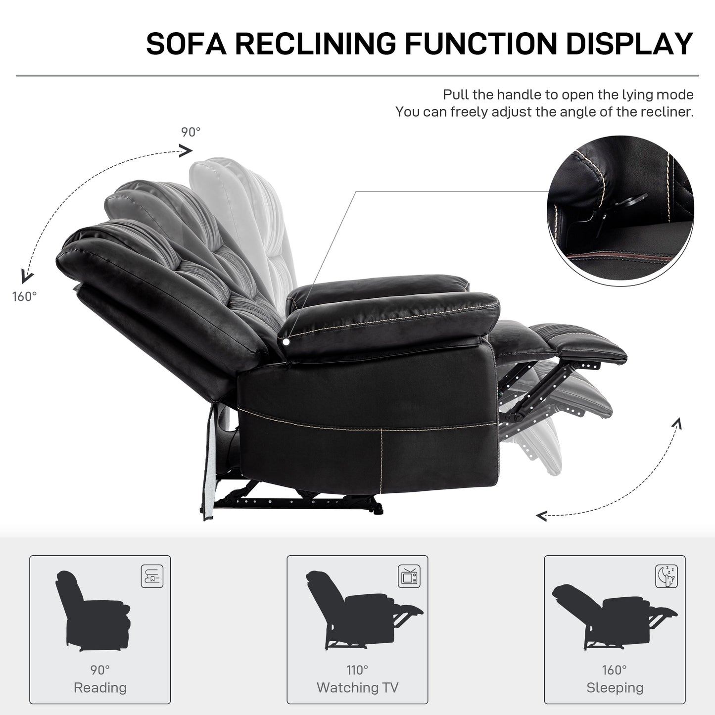 Breathable Leather Massage Recliner Chair with Extended Width and Full-Body Support and Multi-Reclining Mode