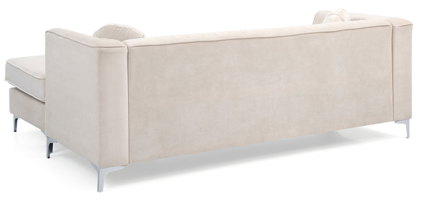 Delray G797B-SC Ivory Velvet Sofa Chaise (3 Boxes)