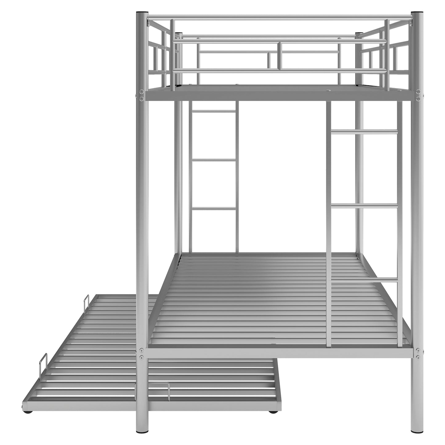 Silver Metal Twin Bunk Bed with Trundle - Smart Space-Saving Solution