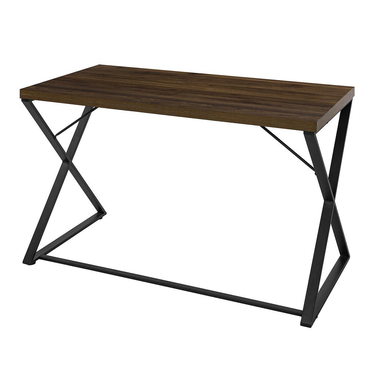 Walnut and Black Computer Desk with X Legs - Modern Home Office Desk