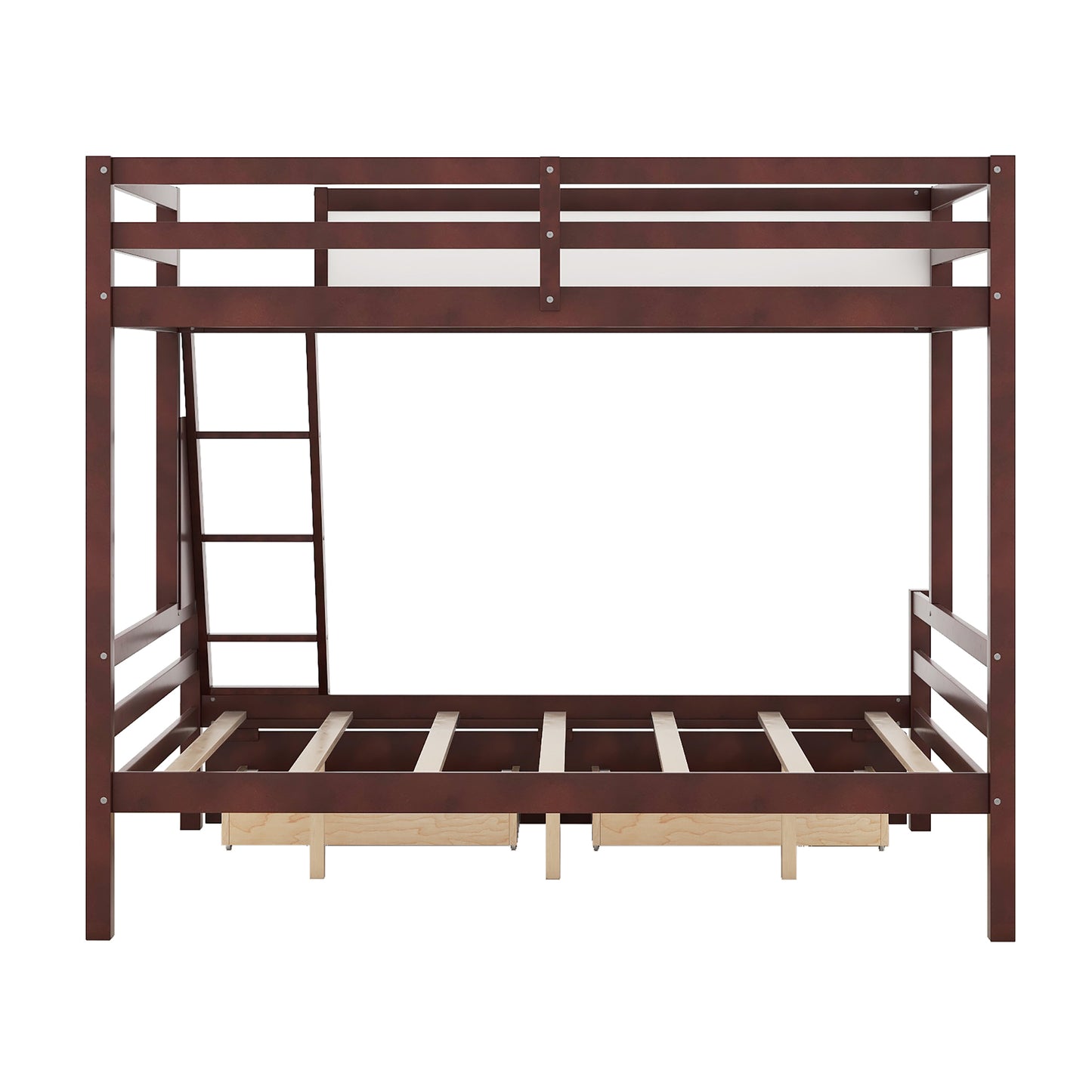 Espresso Twin over Full Bunk Bed with Whiteboard, Storage, and Safety Features