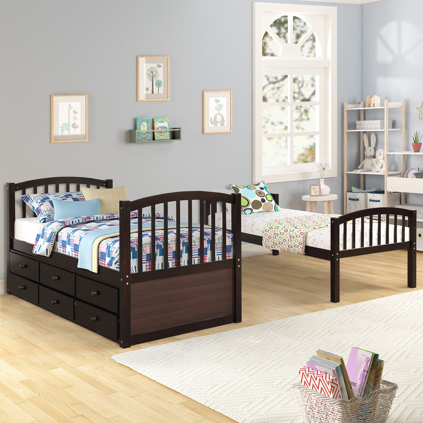 Versatile Twin Bunk Bed with Trundle and Storage Drawers for Stylish Sleepovers