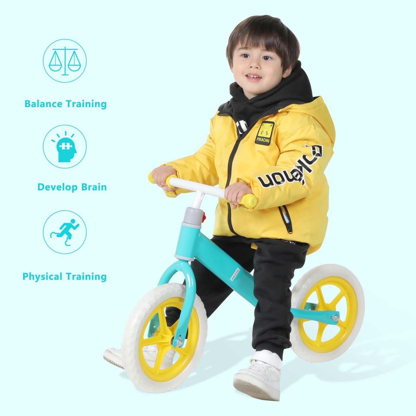 Adjustable Height Kids Balance Bike with Carbon Steel Frame and PE Tires - Suitable for 2-6 Years