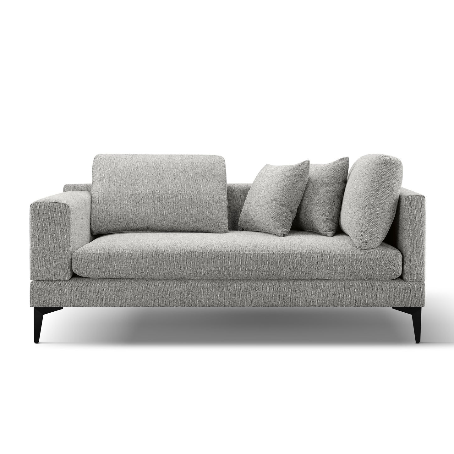 Luxury Modern 2 Seater Couch for Living Room, Fabric Couch With Removable Sofa Cushions and  Reverible Armes , Stable Metal Legs , 2 Pillows and 1 Back Cushion, Texture Gray