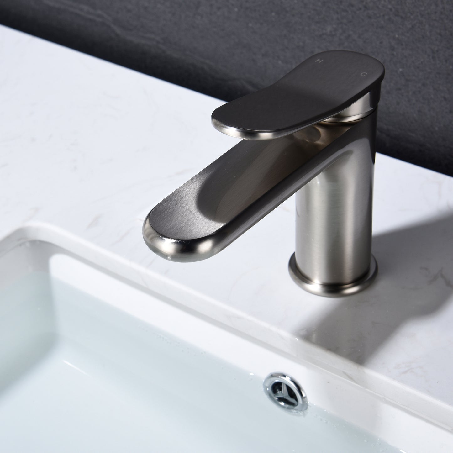 Elegant Single Handle Brushed Nickel Bathroom Faucet