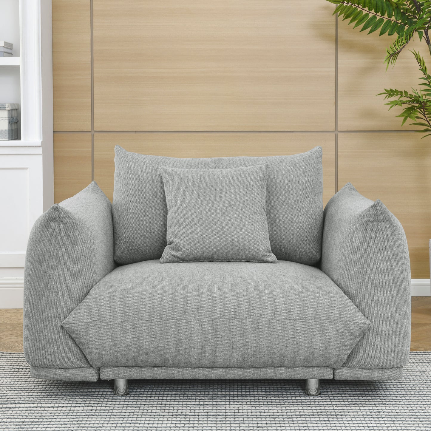 Living Room Upholstered Armchair with Backrest and Pillow