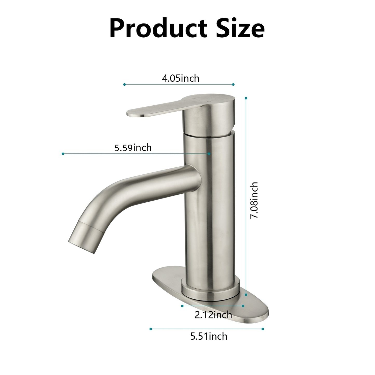 Waterfall Spout Single Handle Brushed Nickel Bathroom Faucet