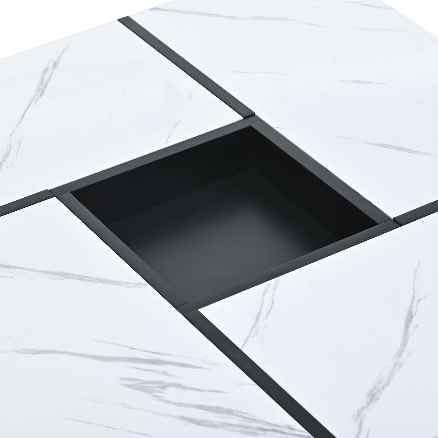 Luxurious Marble Design Coffee Table with Convenient Mobility, Ample Storage, and Modern Appeal