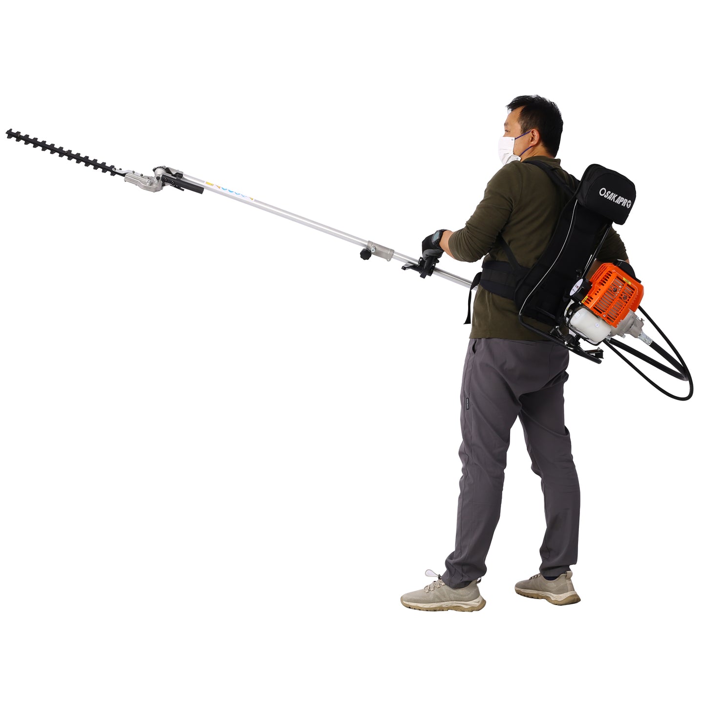 Backpack 4 in 1 Multi-Functional Trimming Tool, 52CC 2-Cycle Garden Tool System with Gas Pole Saw, Hedge Trimmer, Grass Trimmer, and Brush Cutter EPA Compliant