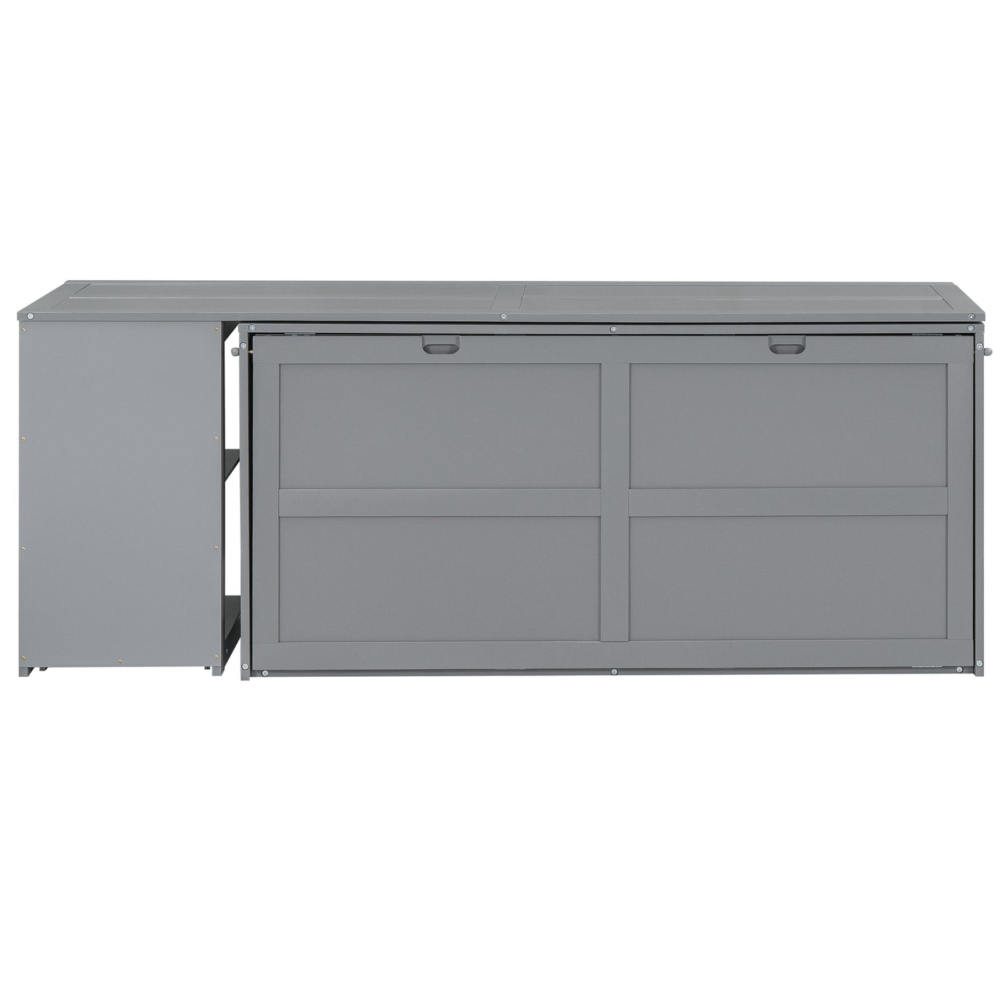 Queen Size Murphy Bed with Rotable Desk, Gray