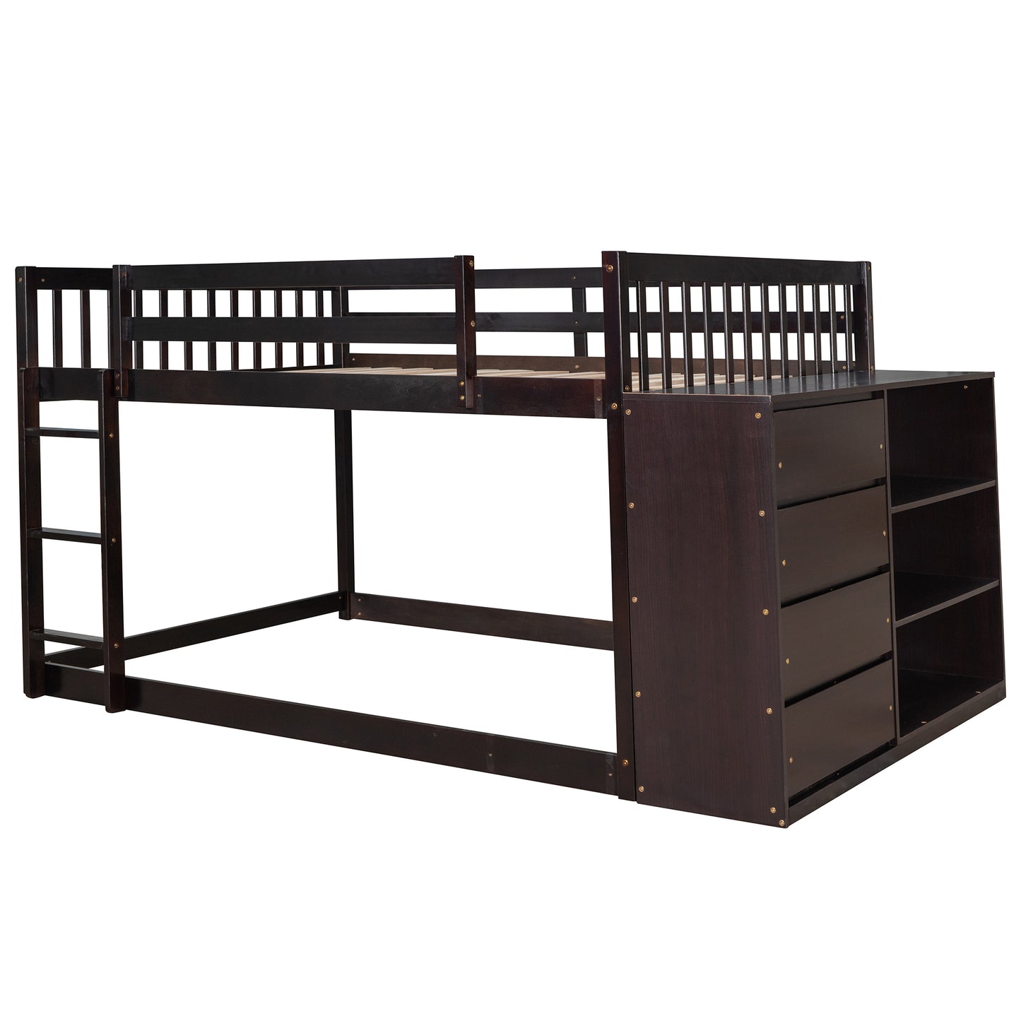 Espresso Bunk Bed with Ample Storage and Solid Construction