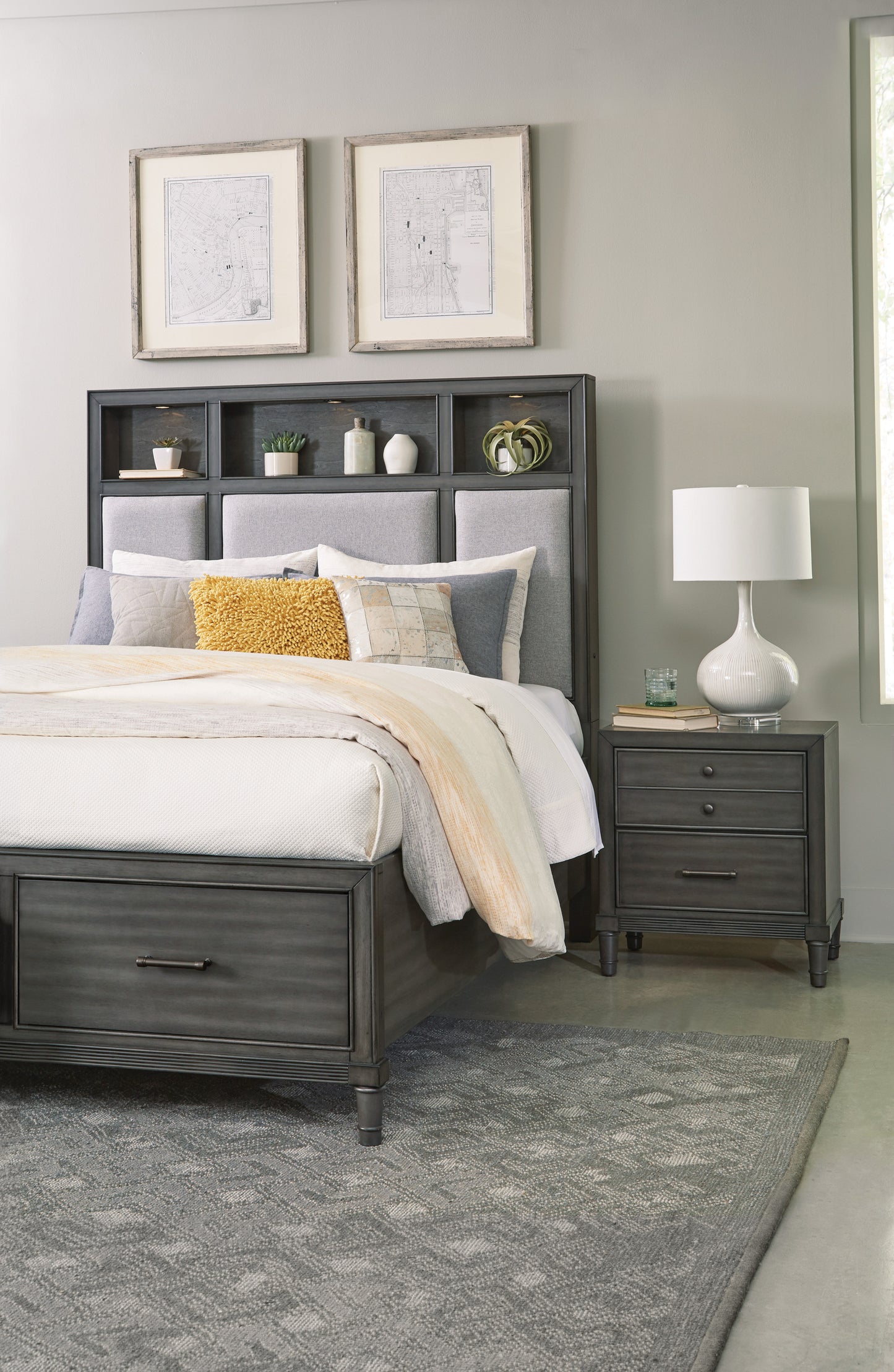 Transitional Style Gray Finish 1pc Nightstand of Drawers Versatile Look Bedroom Furniture