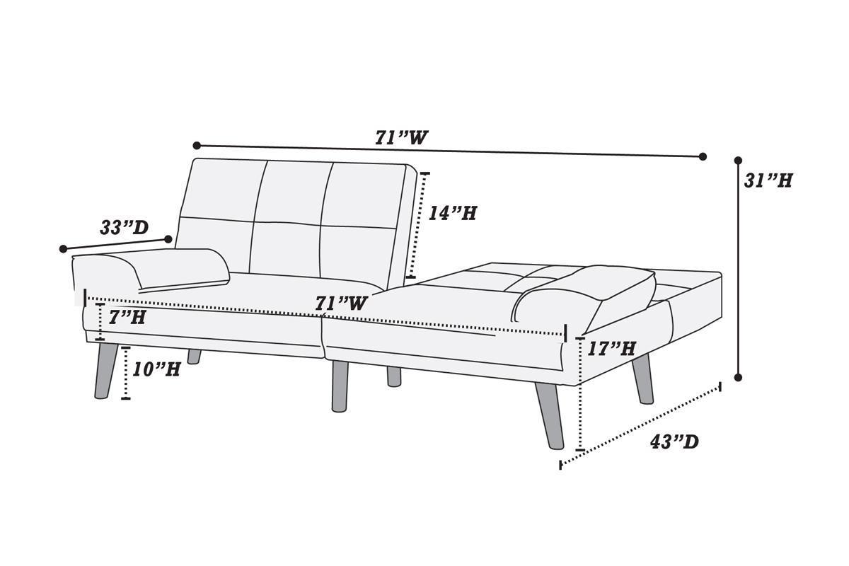 Black Polyfiber 1pc Adjustable Tufted Sofa Living Room Solid wood Legs Plush Couch