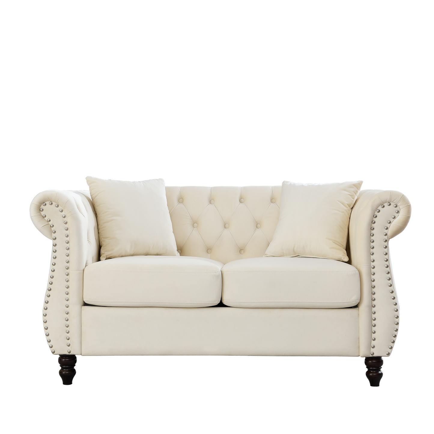 Classic Beige Velvet Chesterfield Sofa Set - 3-Seater and 2-Seater Combination