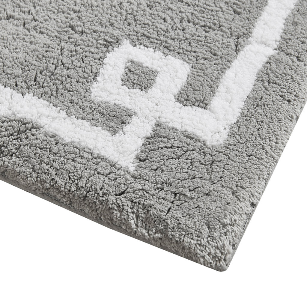 Cotton Tufted Bath Rug with White Trim - 20x30