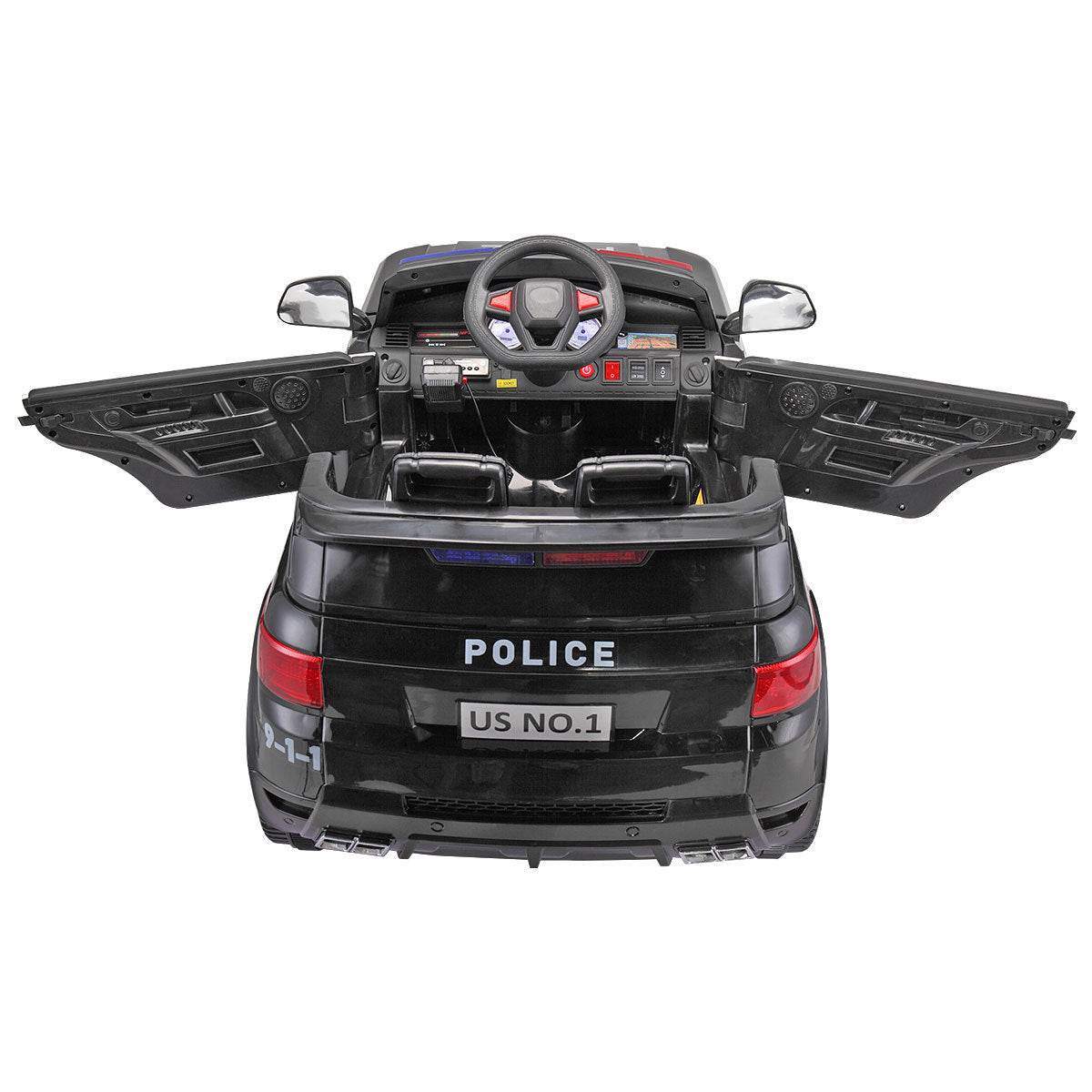 12V Ride on Police Car for Kids with Parental Remote Control, Battery Powered Electric Truck