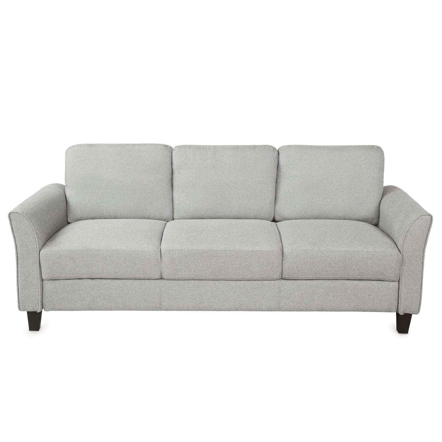 Elegant Light Gray 3-Seat Linen Fabric Sofa for Living Room