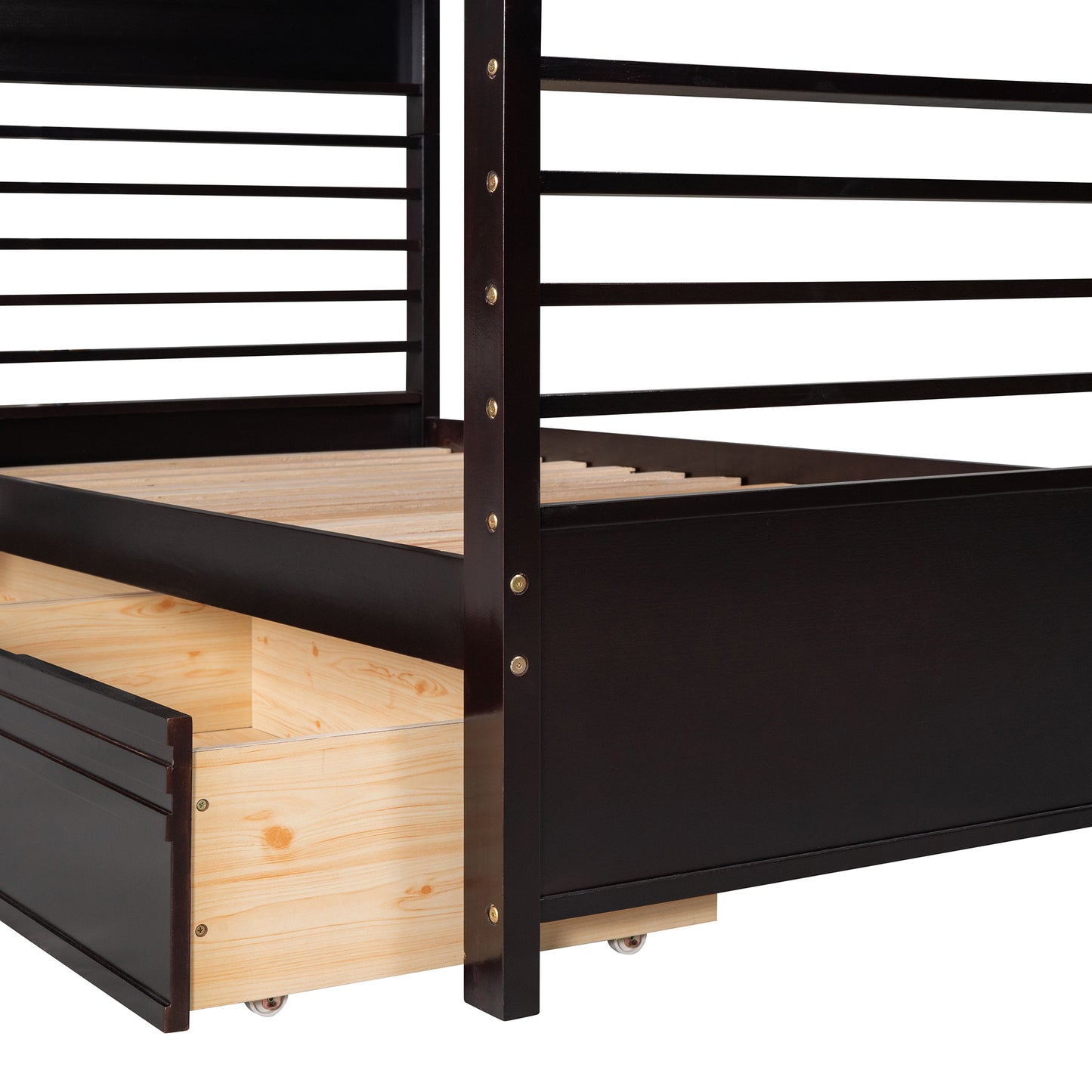 Espresso Twin Bunk Bed with Storage Drawers for Space Optimization