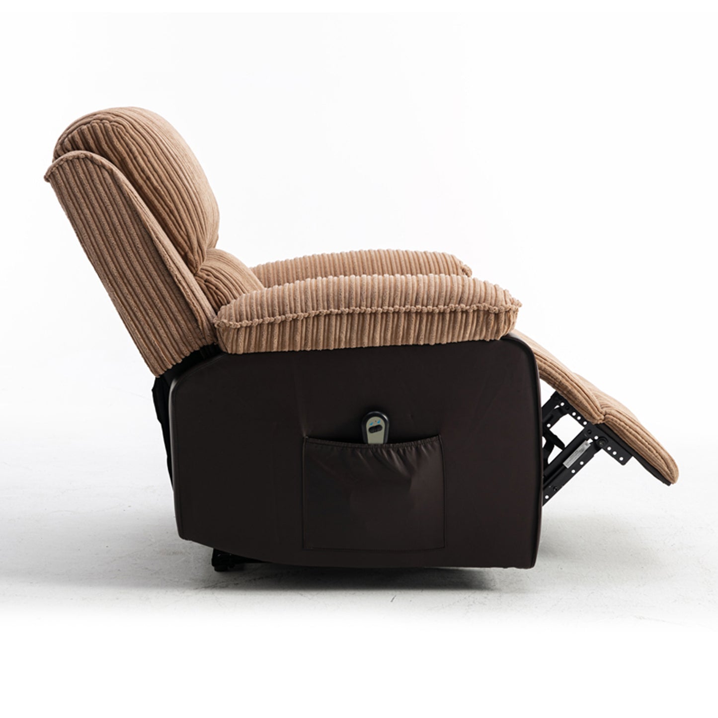 Luxurious Brown Fabric Electric Recliner Chair with Adjustable Backrest and Remote Control