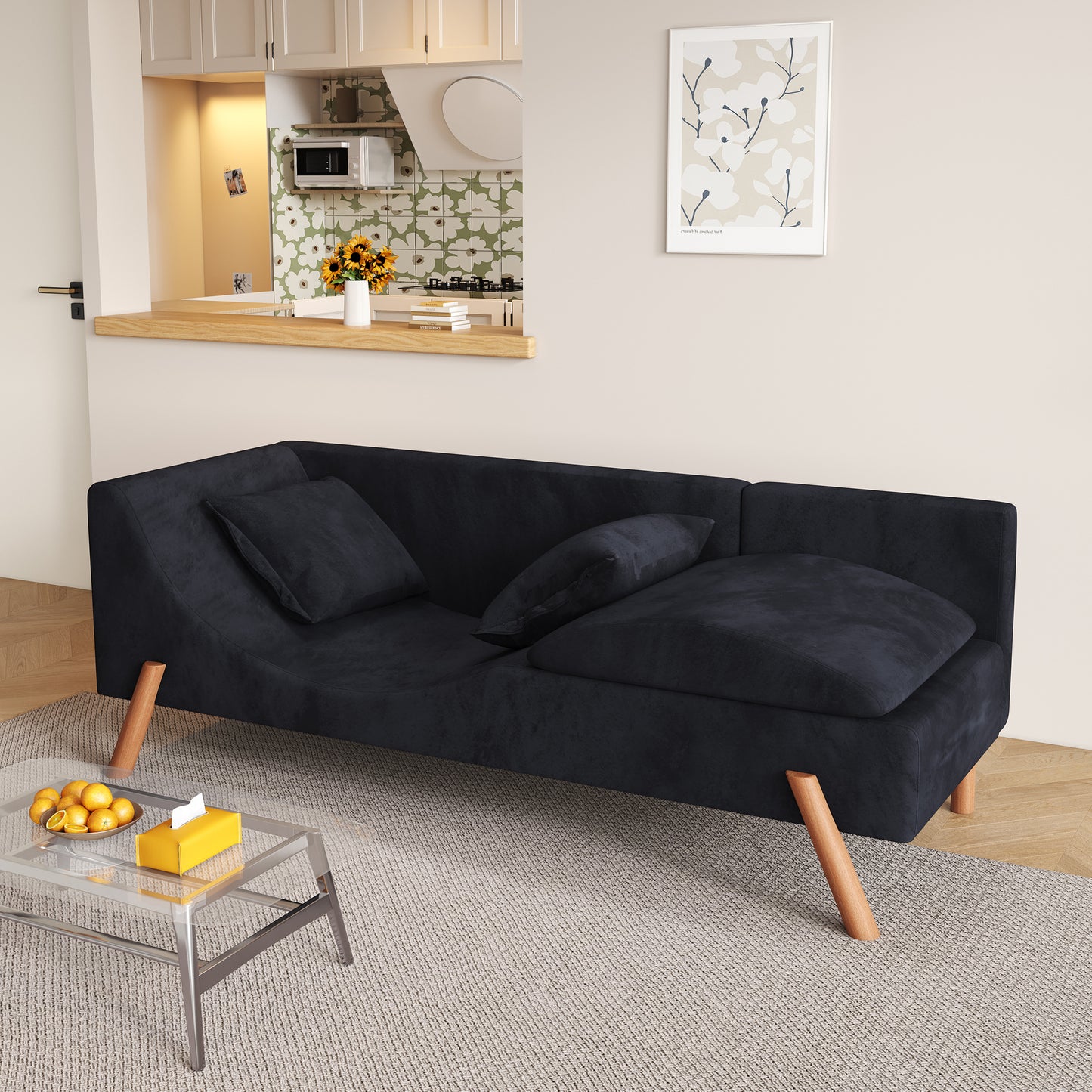 Cut-and-fill chaise longue, convertible multifunctional loveseat sofa