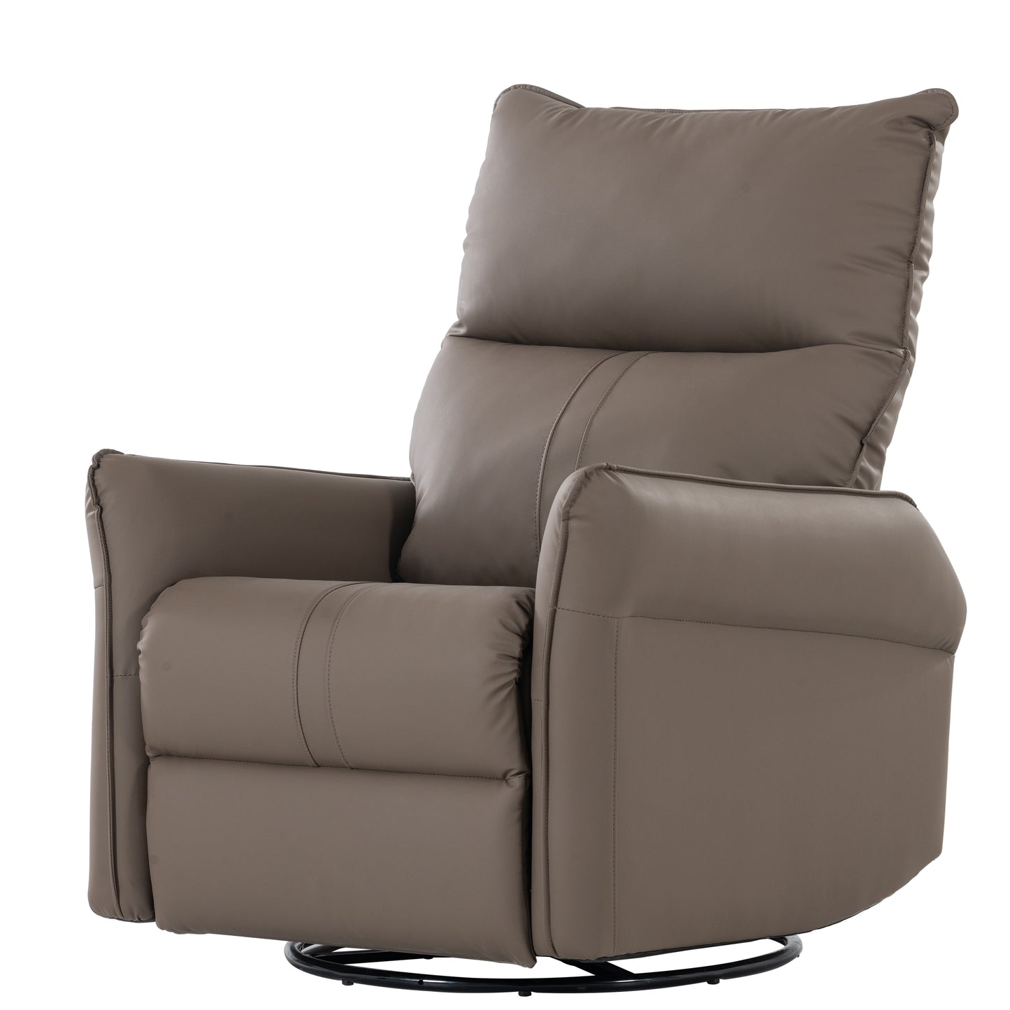 Brown PU Swivel Recliner Chair with Rocking Function