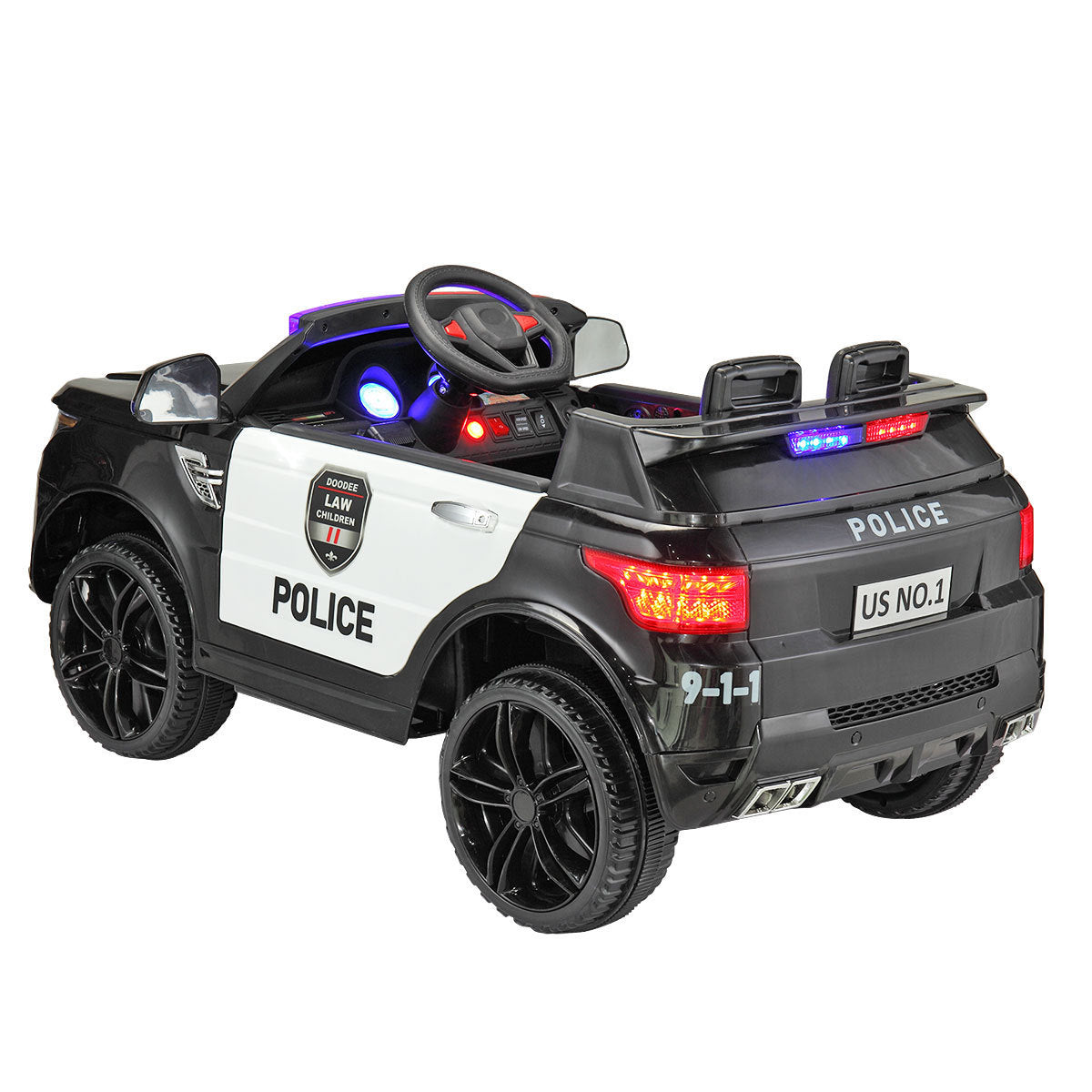 12V Ride on Police Car for Kids with Parental Remote Control, Battery Powered Electric Truck