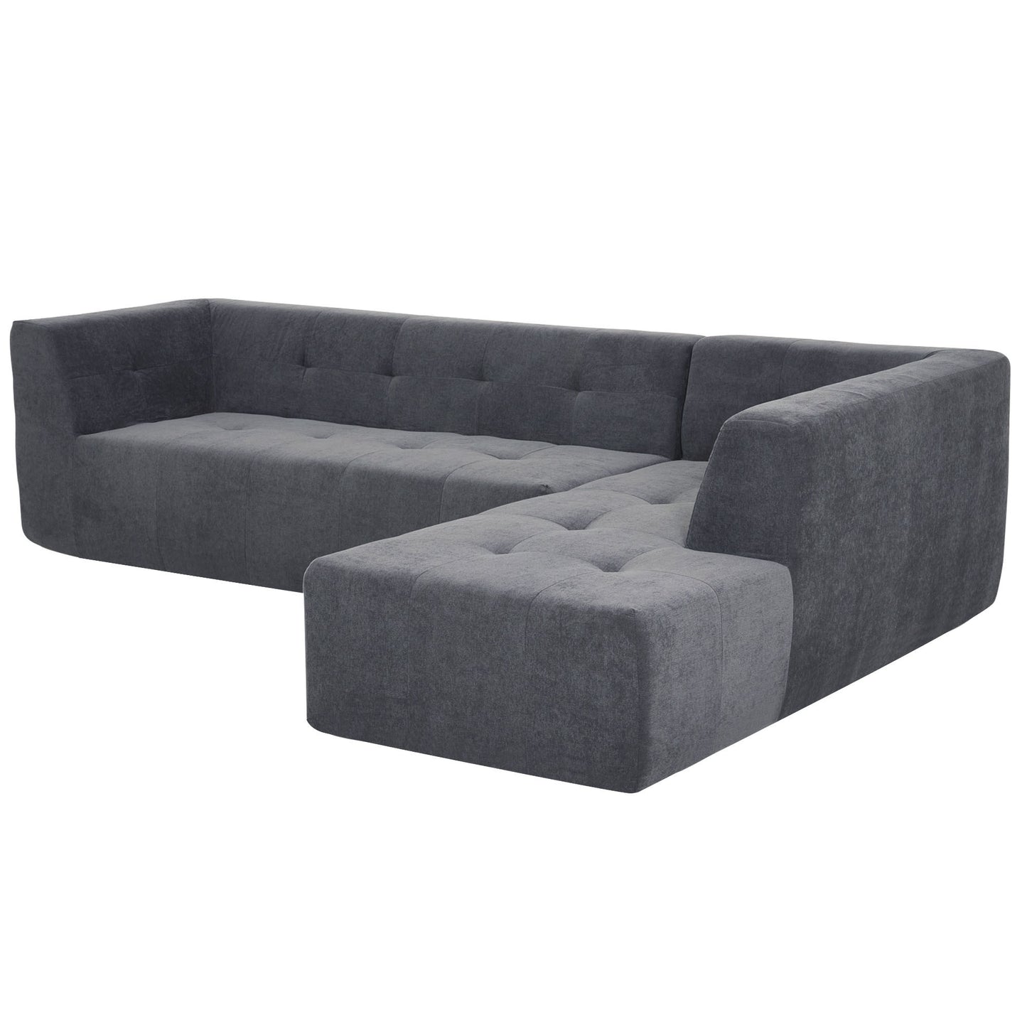 Versatile Modular L-Shaped Living Room Sofa Set in Dark Grey