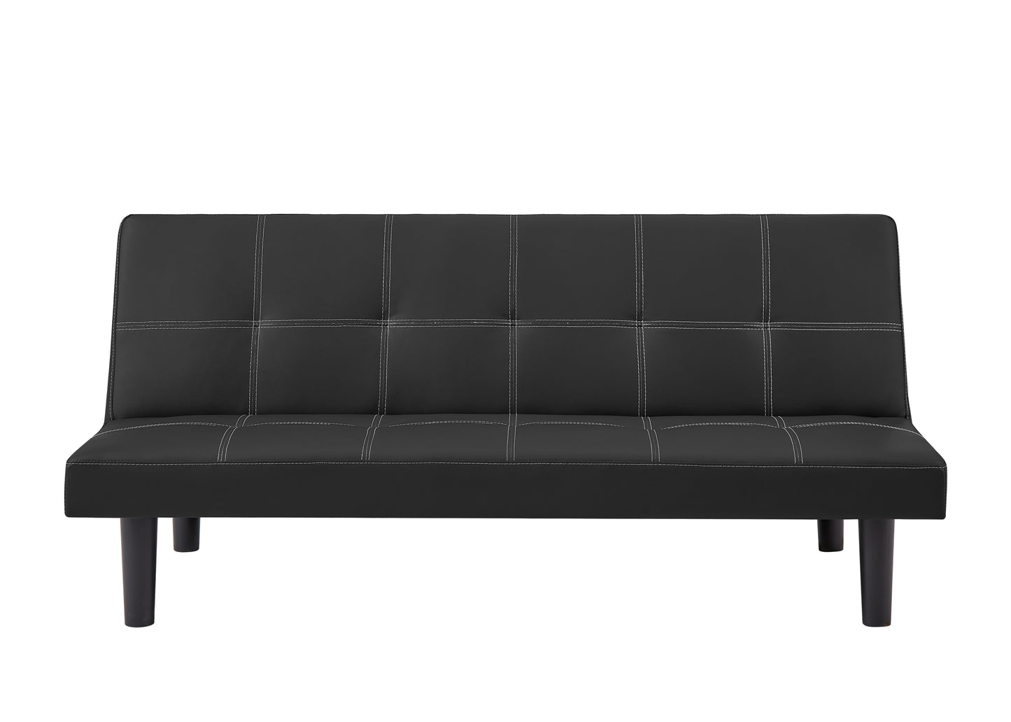 Black PU modern sofa bed, multi-position adjustable sofa bed, plastic feet