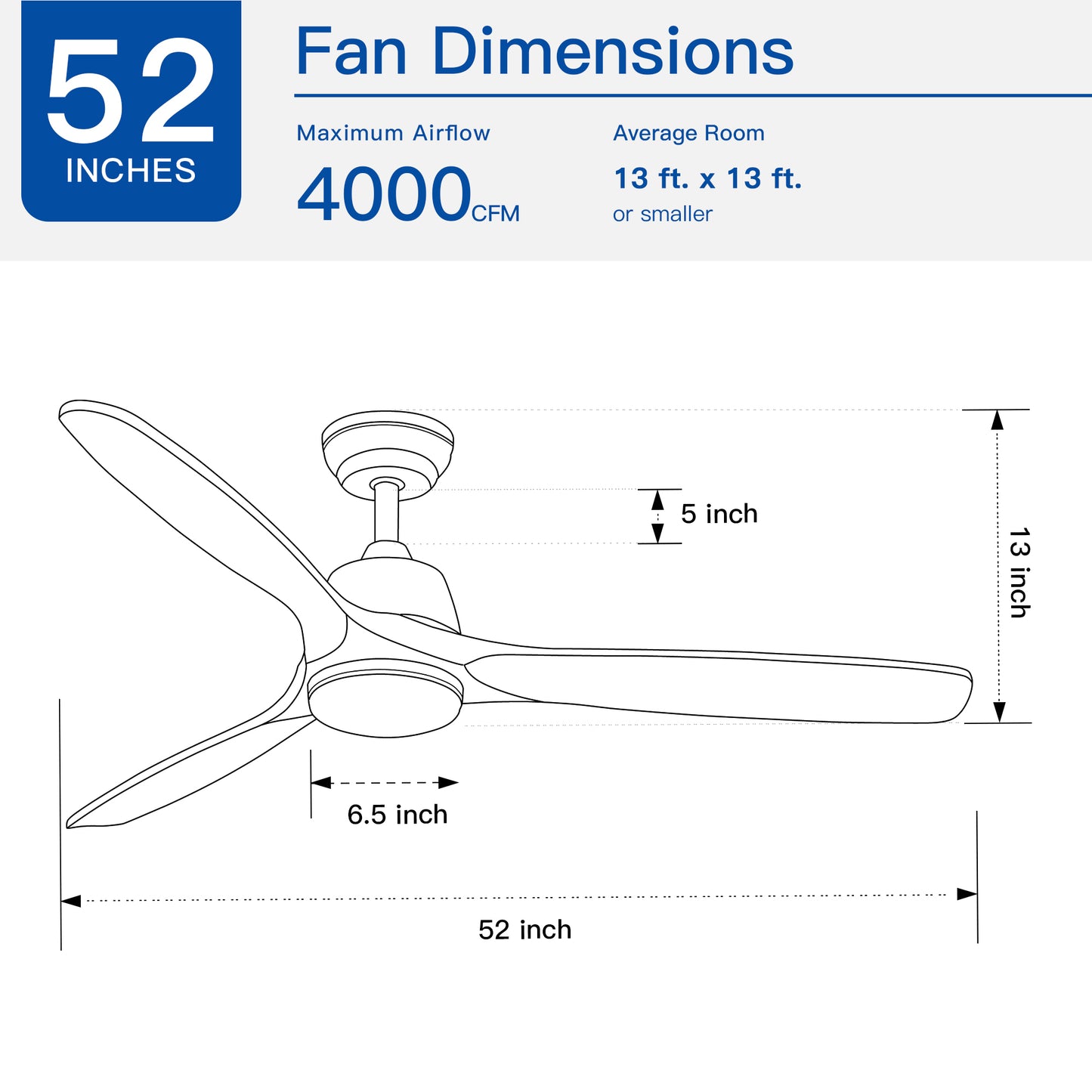 52-Inch LED Ceiling Fan with Remote Control and Color Changing Light