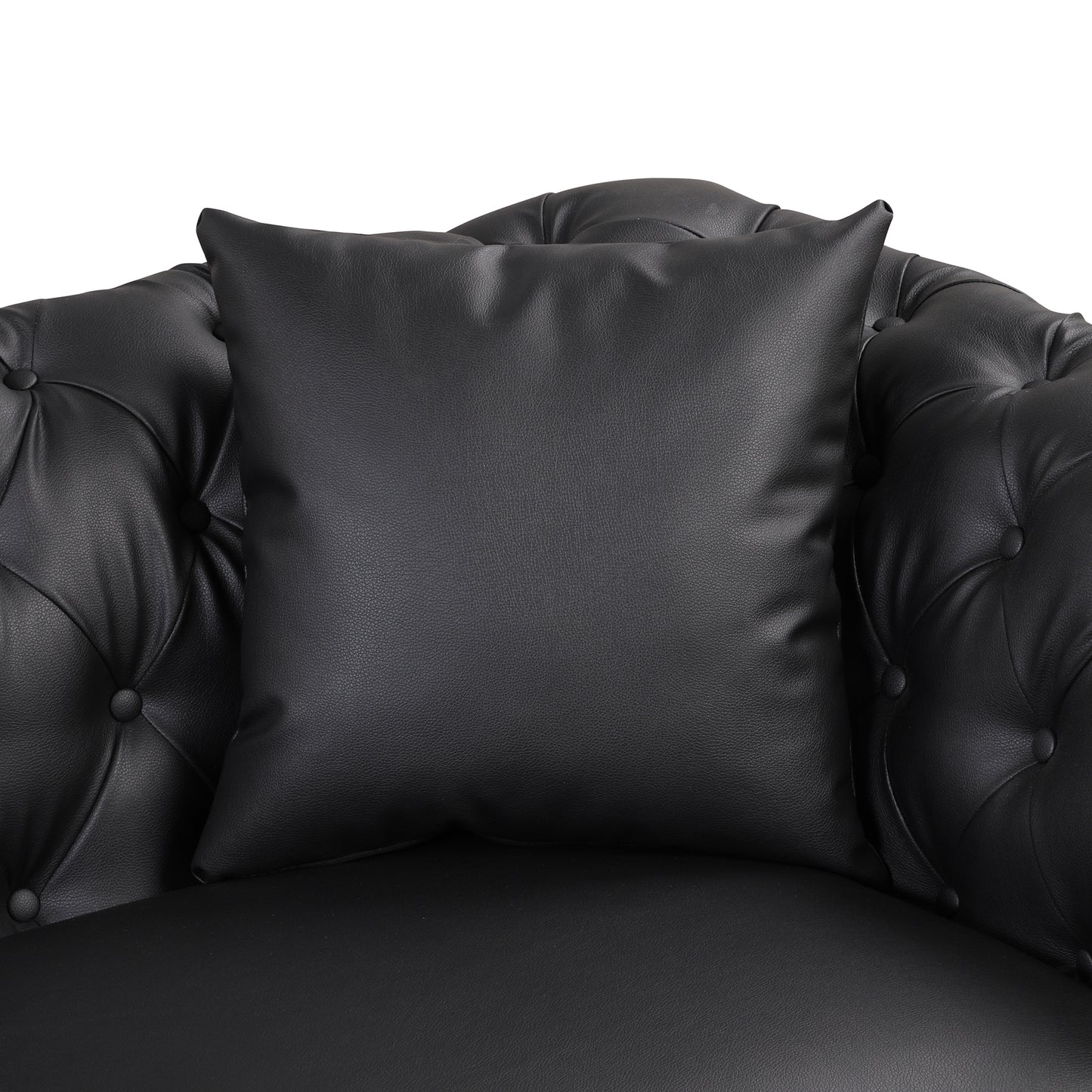 Modern Black Upholstered Sofa with Button Tufted Back and Metal Legs