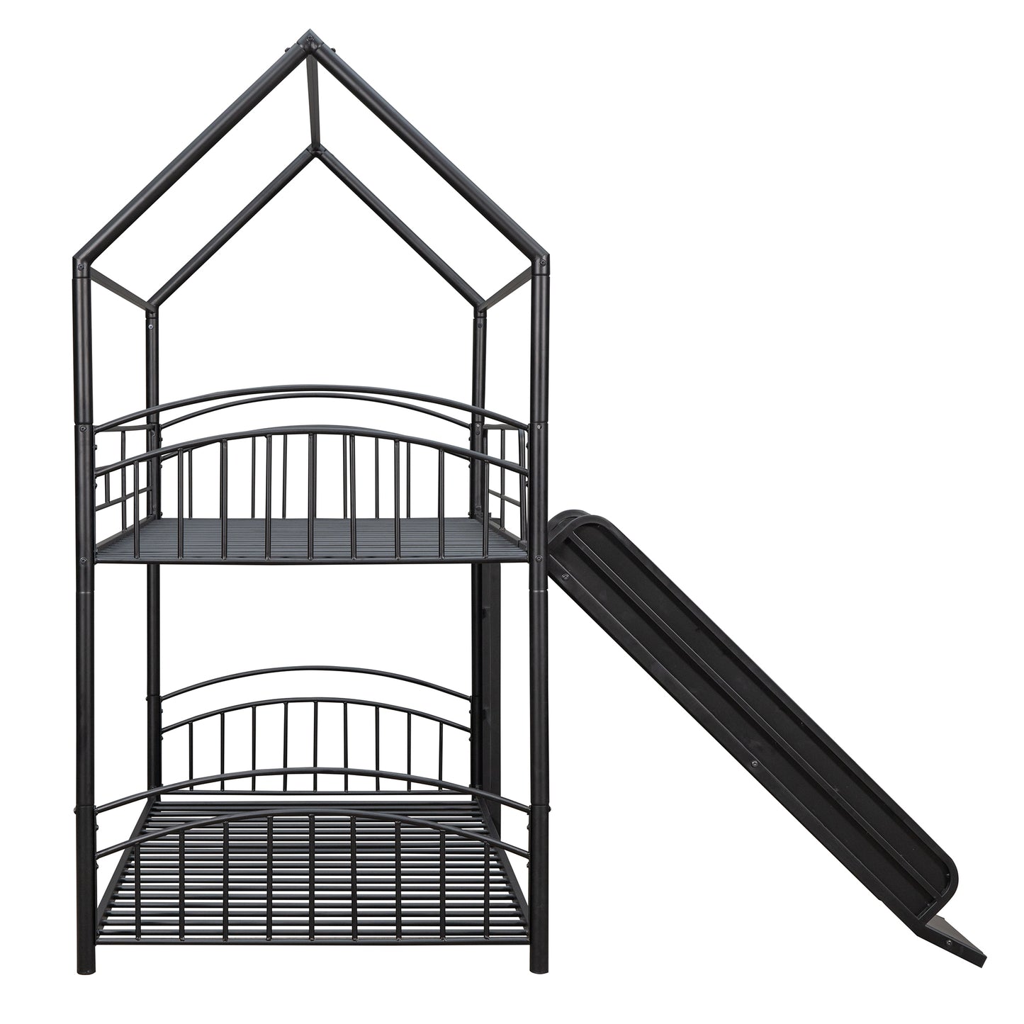 Kids Playhouse Slide Bunk Bed with Removable Roof