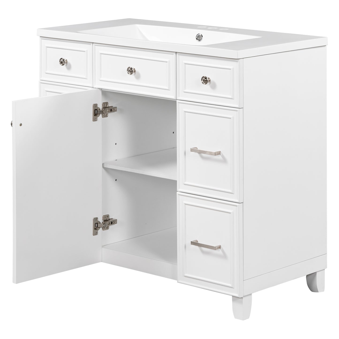 36" Bathroom Vanity Cabinet with Sink Top Combo Set,White,Single Sink,Shaker Cabinet with Soft Closing Door and Drawer