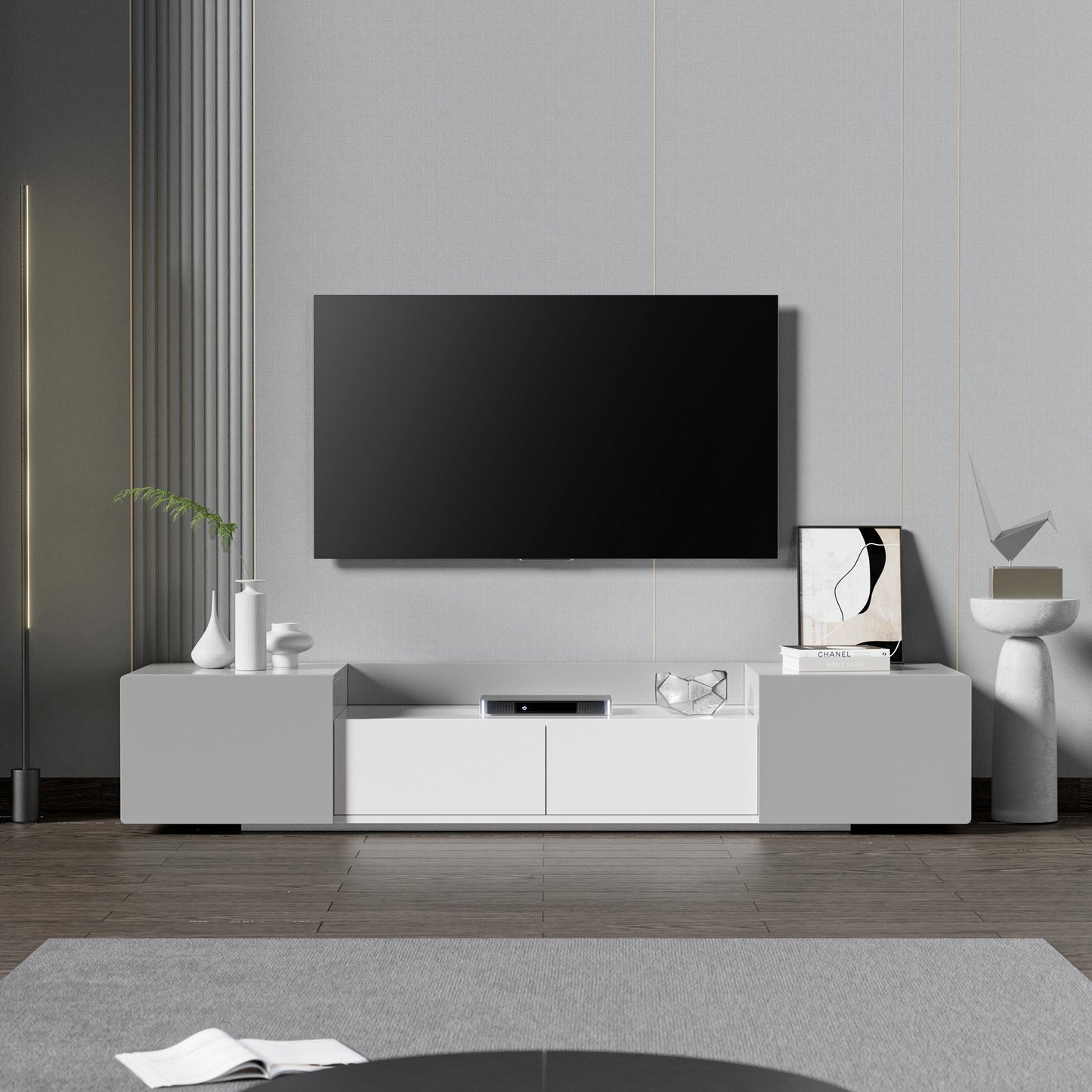 Contemporary TV Console with Spacious Storage and Sleek Design