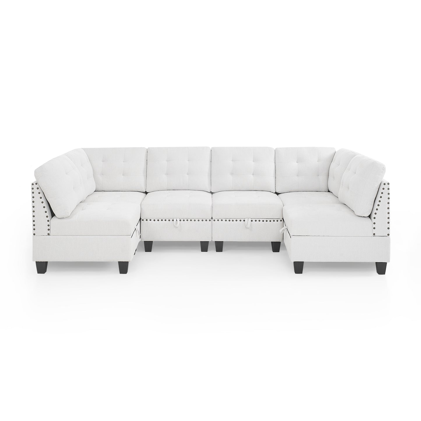 Ivory Chenille Modular Sectional Sofa with DIY Combination