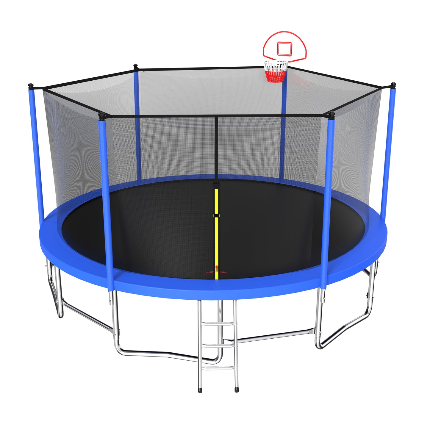 16FT Trampoline with Balance Bar & Basketball Hoop&Ball, 1.5MM Thickened Recreational Trampoline for Adults & Kids, ASTM Approved Reinforced Type Outdoor Trampoline with Enclosure Net