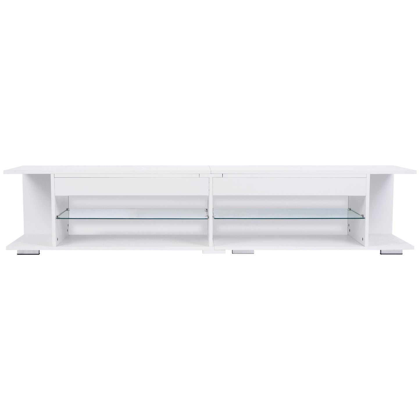 Modern LED TV Stand with RGB Remote Control and Tempered Glass Shelf