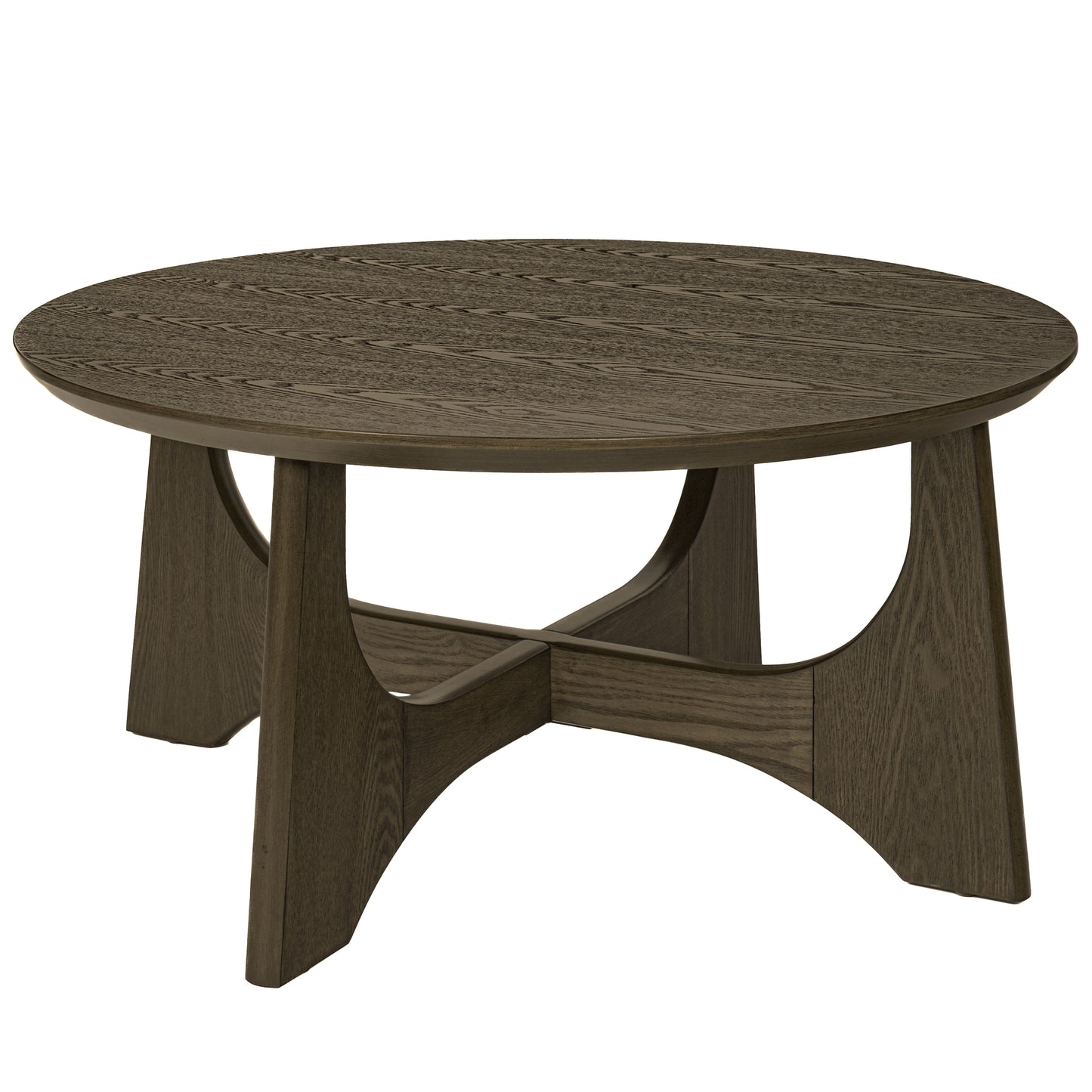 36-Inch Circular Wooden Coffee Table with Modern Minimalist Design