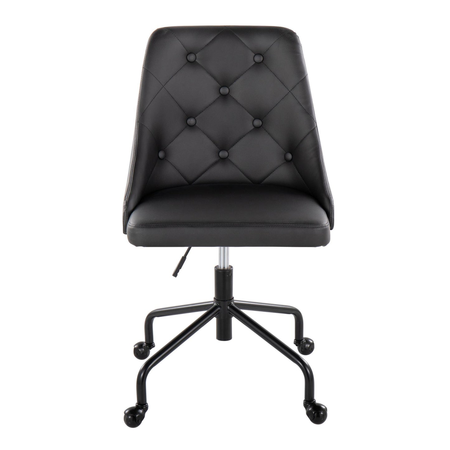 Marche Contemporary Adjustable Office Chair with Casters in Black Metal and Black Faux Leather by LumiSource